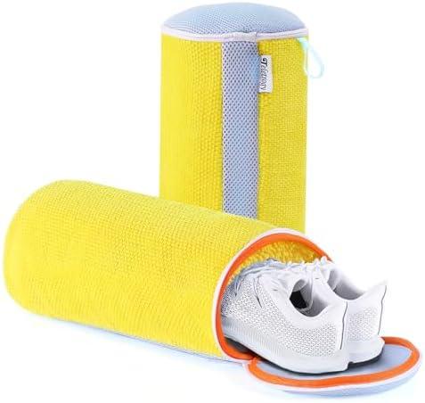 Teletrogy Shoe Washing Machine Bag, Laundry Shoe Bag for Washer & Dryer, Shoe Bag for Washing Machine Hands-free Plush Fibers Shoe Cleaning Bag Reusable for Sneakers Tennis Shoes, Yellow 2Pcs