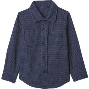 GAP Boys' Long Sleeve Flannel Button-Down Shirt (6-12 Months, Tapestry Navy)