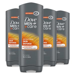 Dove Men+Care Body Wash Skin Defense 4 Count For Smooth and Hydrated Skin Care Effectively Washes Away Bacteria While Nourishing Your Skin 18 oz