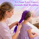 6 Pack 26 Inch Long Purple Hair Extensions for Women, Afro Synthetic Pre Stretched Braiding Hair Funny Hairpieces for Nightclubs Music Festival Bachelorette Party Wedding Halloween Christmas