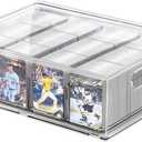 Trading Card Storage Box - Clear Large Storage Organizer Holds 3200 Cards with Foam Inserts Blocks Display Case for TCG, MTG & Sports Cards (1-Pack)