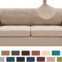 XINEAGE 2026 New 3 Pieces Couch Covers for 2 Extra Large Cushion Sofa Super Stretch Sofa Cover for 2 Large Seat Cushion Universal Loveseat Slip Cover for Living Room (Khaki), 71"-91"(2 Cushions)