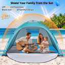 Beach Tent Sun Shelter with Extended Sand Mat - UPF 50+ UV Protection,3 Doors Easy Set up Beach Shade Tent, Portable Beach Cabana for 3-4 Person