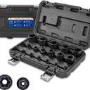 AKM 19PCS External Torx Plus Socket Set,6 Point EP Socket EP4-32 with 1/2 3/8 1/4'' Dr. EP8.8 compatible with Tesla, E-Torx Star Torque Sockets Set, Cr-v steel with High Impact Storage Case