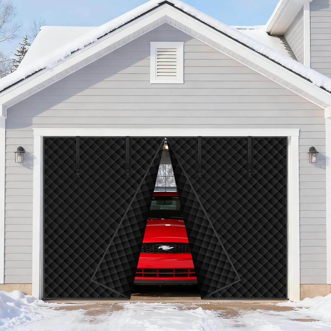 Winter Garage Door Screen,9 x 8Ft Garage Door Insulation Kit 1 Car, Magnetic Thermal Insulated Door Cover Curtain,Heavy Duty Garage Privacy Screen, Weatherproof Soundproof, Blackout