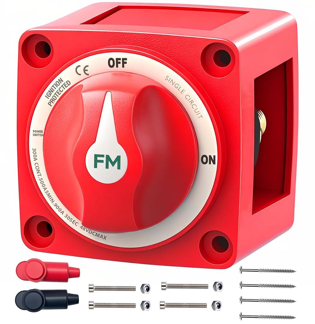 300A 12V 48V Battery Disconnect Switch Waterproof Battery ON Off Heavy Duty Shut Off Switch Ignition Protected Power Kill Switch for Boat Marine Car RV Truck