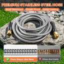 Cesun 100 ft Metal Garden Hose, Stainless Steel Heavy Duty Water Hose With 10 Function Nozzle, No Kink & Flexible, Lightweight and Durable, Rust Proof for Yard, RV, Pet Bath, Outdoor, 100 foot x 5/8"