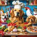 500 Piece Puzzles for Adults, Funny Puppy Animal Jigsaw Puzzles, Food Kitchen Jigsaw Puzzle, Animal Pet Lover Challenging Puzzles for Friends Family Activity Game Nights Gifts, 20.5×15 in
