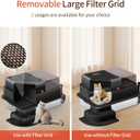 XXXL Stainless Steel Litter Box, 28"x20"x18" Extra Large Fully Enclosed High Sided Metal Cat Litter Box with Filtered Grid, Step, Scoop, Non-Sticky, Non-Odor, Easy Cleaning (Black)