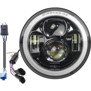 For 2024 Street Glide Headlight - Upgraded Z-Shaped Beam Pattern (Black-with Halo)