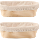 DOYOLLA Bread Proofing Baskets Set of 2 10 inch Oval Shaped Dough Proofing Bowls w/Liners Perfect for Professional & Home Sourdough Bread Baking