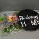 Interchangeable Welcome Sign for Front Door Decoration with 4 Seasonal Wreaths and 14 Holiday Icons, Black Welcome Door Hanger, Rustic Wooden Front Porch Sign Home dcorBlack