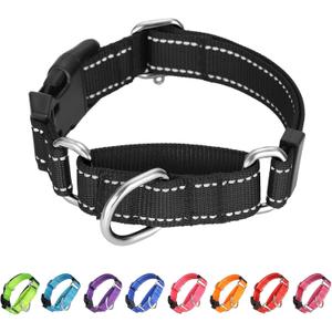 Martingale Collar for Dogs,Reflective No Pull Dog Collars with Quick Release Buckle,Adjustable Nylon Martingale Dog Collar for Walking Training(Black, Medium)
