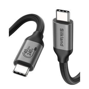 Silkland USB 4 Cable 6.6FT/2M for Thunderbolt 4, 40Gbps Data Transfer, 8K/5K@60Hz, 4K@240Hz, 240W Charging, Braided USB C Video Cable Compatible with MacBook, Portable Monitor, SSD, Docking, iPad