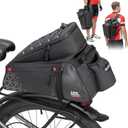 KEMIMOTO Bike Bag for Bicycle Rear Rack, 15L with Waterproof Rain Cover, Multifunctional Ebike Trunk Bag Backseat Luggage Storage Shoulder Backpack for Commuter Travel Outdoor Cycling Accessories