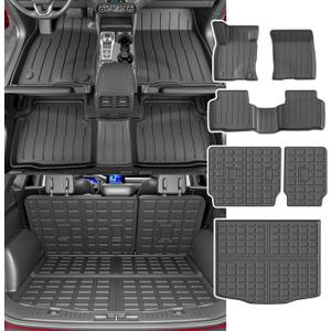 powoq Fuel Floor Mat Compatible with 2020-2025 Ford Escape Cargo Mat TPE All Weather Trunk Mat Liner Replacement for 2020-2023 2024 2025 Ford Escape Accessories (Fuel Floor Mat+Trunk Mat+Backrest Mat)