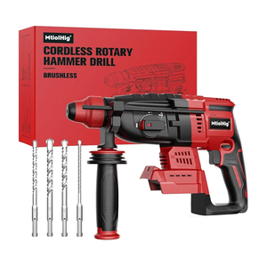 Cordless Rotary Hammer Drill Compatible with Milwaukee 18V Battery, Brushless SDS-Plus Hammer Drill with Safety Clutch for Concrete/Masonry, 1500 RPM, 4 Modes with 360°Auxiliary Handle
