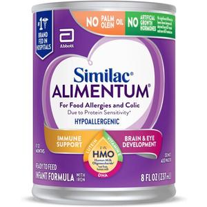 Similac Alimentum with 2'-FL HMO Hypoallergenic Infant Formula, for Food Allergies and Colic Due to Protein Sensitivity, Ready-to-Feed Baby Formula, 8-fl-oz Bottle, Pack of 24 (EXP 08/01/26)