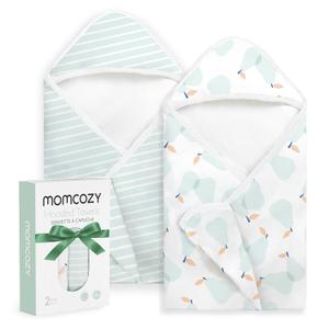 Momcozy Baby Towel with Hooded - Ultra Soft & Absorbent Large Bath Towel Set for Comfort & Gentle on Baby's Skin - Shower Gift & Bath Essential & Baby Registry Search for Newborn,Infant,Toddler,Kids (Pearabloo)