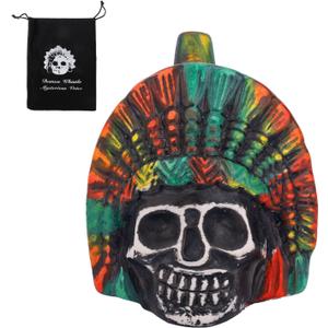 Aztec Chieftain Whistle, Ceramics Real Aztec Death Whistle with a Cloth Bag for Self Defense Collections Unique Religious Gifts Halloween Decor