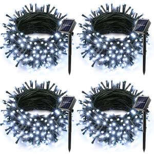 Joomer Solar Christmas Lights Outdoor 4 Pack Total 156FT 400LED 8 Lighting Modes Solar String Lights Waterproof Fairy Tree Lights for Garden Yard Patio Christmas Decoration (White) (100LED*4)