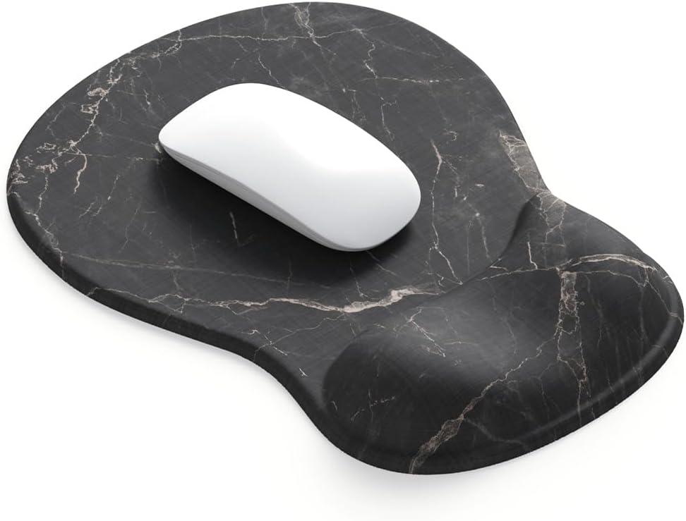 ErgoComfort Gel Wrist Rest Mouse Pad-Ergonomic Office Mousepad with Wrist Support-Non-Slip, Design Desk Accessories Mat for Home&Game Decor (08Black Marble)