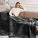 Electric Blanket Full Size Heated Blanket 72"x84" Soft Flannel Heating Blanket with 5 Heating Levels & 10 Hours Auto Off, Warm Gifts for Grandma & Grandpa & Seniors, Charcoal Grey