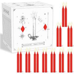100 Pack Red Spell Chime Candles, 4 Inch Small Taper Candles