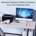 KVM Switch 1 Monitors 2 Computers Displayport 8K@60Hz, USB3.0 KVM Switch Displayport with 3 USB 3.0 Ports EDID Adaptive Sharing Mouse Keyboard and Monitor Plug and Play