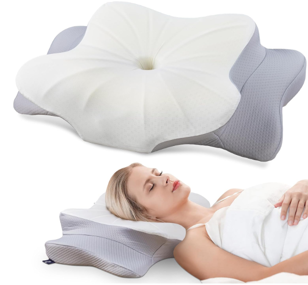 DONAMA Cervical Pillow for Neck and Shoulder,Contour Memory Foam Pillow,Ergonomic Neck Support Pillow for Side Back Stomach Sleepers with Pillowcase