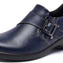 Women's Loafer Comfort Leather Slip On Loafers Business Office Casual Dressy Shoe (10.5, Navy)