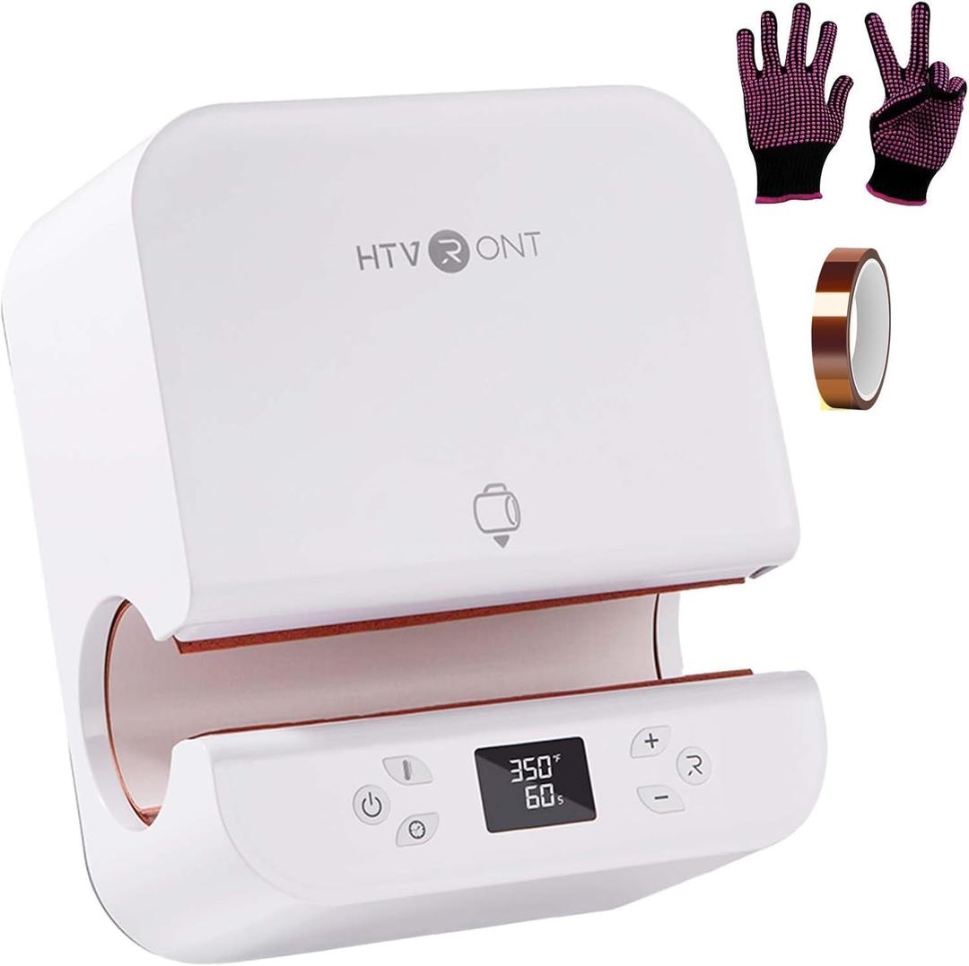 HTVRONT Auto Tumbler Heat Press Machine - Mug Heat Press Heat Up Fast & Even, Professional Tumbler Press High-Security for 2.95"-3.18" Sublimation Tumblers, Cups, Glasses and Mugs, White