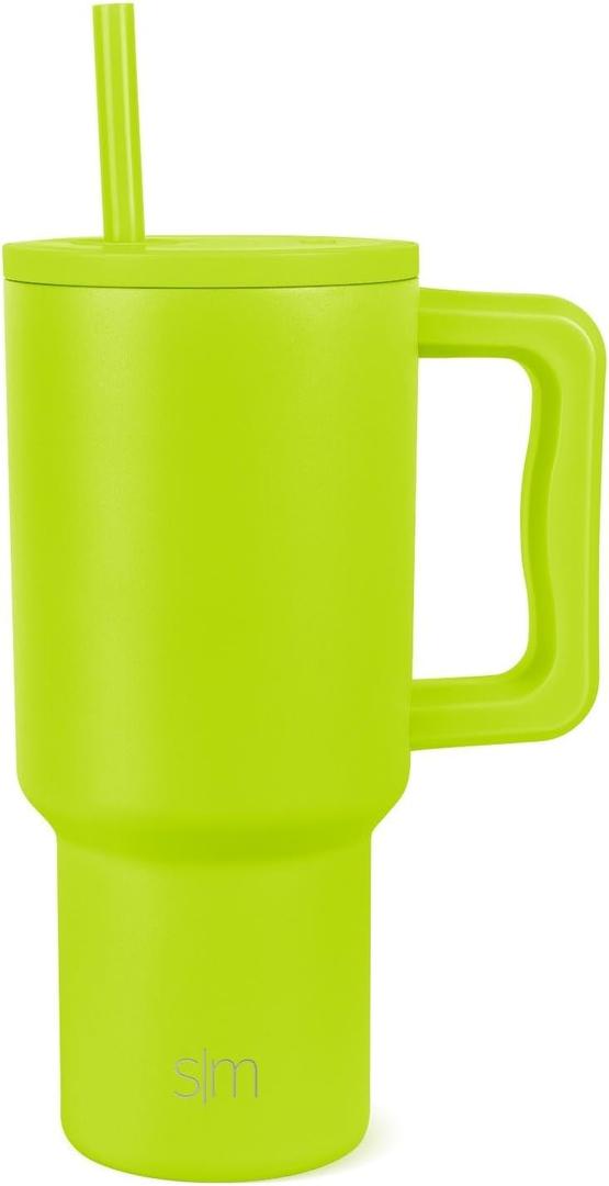 Simple Modern 30 oz Tumbler with Handle and Straw Lid | Insulated Cup Reusable Stainless Steel Water Bottle Travel Mug Cupholder Friendly | Gifts for Women Men Him Her | Trek Collection | Chartreuse
