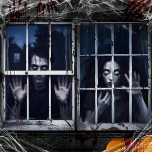 3 x 2Pcs Halloween Window Decorations,Scary Halloween Decorations Curtain Fabric Window Door Cover Horror Decor for Halloween Party Indoor and Outdoor (Zombie)