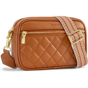 Quilted Crossbody Bags for Women RFID Anti Theft Wallet Purse Vegan Leather Small Travel Purses with Wide Guitar Strap