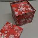 UNIQOOO 5PCS Christmas Nesting Gift Boxes with Lid, Xmas Nested Box Set, 5 Sizes, Square Stackable, Red White Snowflake Candy Cane Paper Box Tower Dcor, for Holiday Thanksgiving New Year Packaging