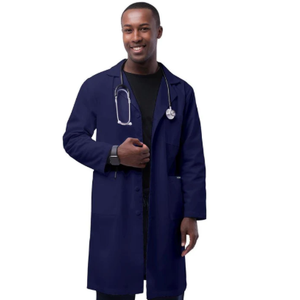 Lab Coat for Men and Women, 40 Inch Length Relaxed Fit Doctor Coat, 3 Pocket Medical Coat Nurse Scientist Technician (Navy)
