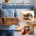 48 Pieces Thickened Solid Hasp Latches Locks Hooks, Antique Vintage Decorative Hasp Latches with Screws for Jewelry Box Wooden Cabinet Door, Cat Door Gate, Zinc Alloy (Bronze-48pieces)
