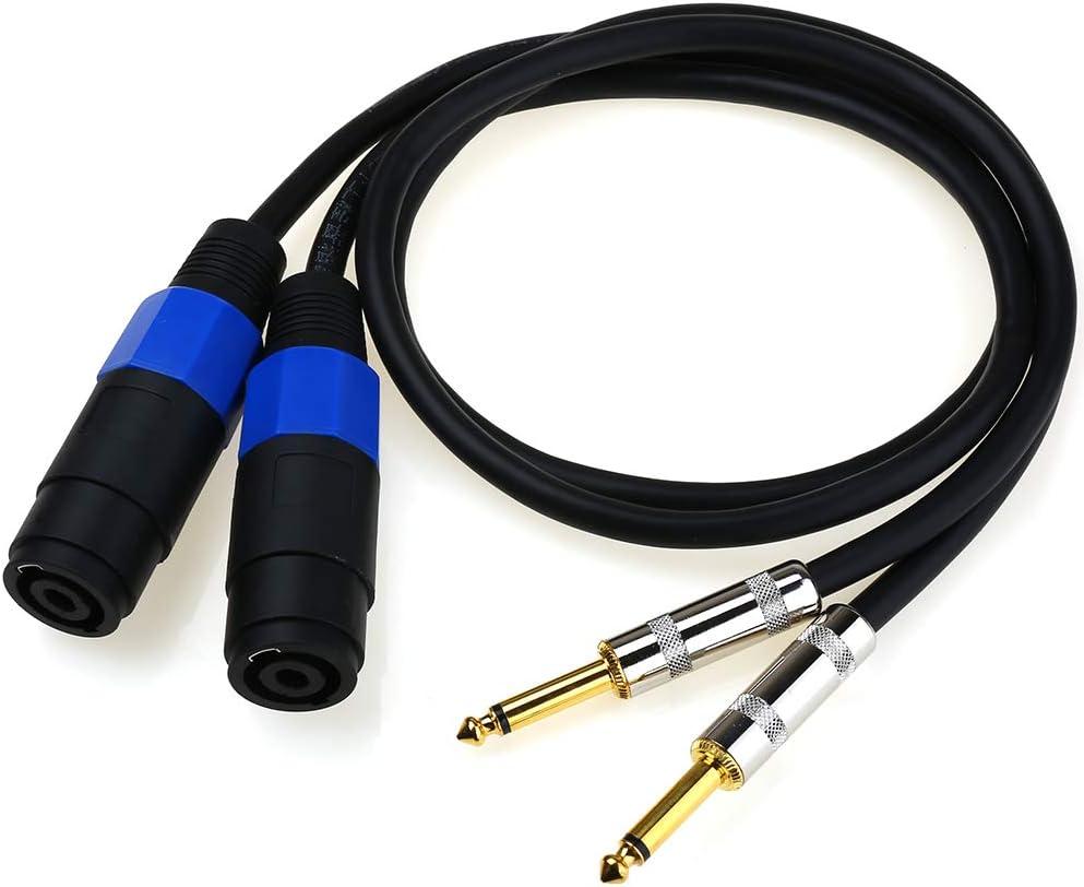 2PCS SPK Speakon Female NL4MMX Connector to 1/4" (6.35mm) Male TS Adapter Patch SPK Speaker Cables - 1.6Feet / 0.5Meter