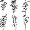 Moxweyeni 6 Pieces Metal Wall Art Minimalist Line Decor Flower Botanical Leaf Metal Art Modern Natural Wall Art Floral Line Decorations for Bedroom Living Room Bathroom Kitchen Outdoor(Black)