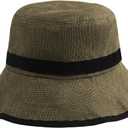 Zylioo XXL XL L Bucket Hat for Big Heads,Faux Linen Summer Cool Sun Hats,Giant Lightweight Travel Hats with Chin Strap (Brown)