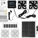 Solar Fan for Chicken Coop 3 Modes Controller Solar Exhaust Fan for Shed Greenhouse Solar Powered Fan for Intake or Exhaust Vent Cooling Air Fan
