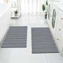 Cuckan 2 Pack Foldable Stone Bath Mats for Bathroom Super Absorbent Diatomaceous Earth Bath Mat Quick Dry Bath Rug Drying Mats with Non Slip Shower Rug Tub Shower Mat (Dark Gray)