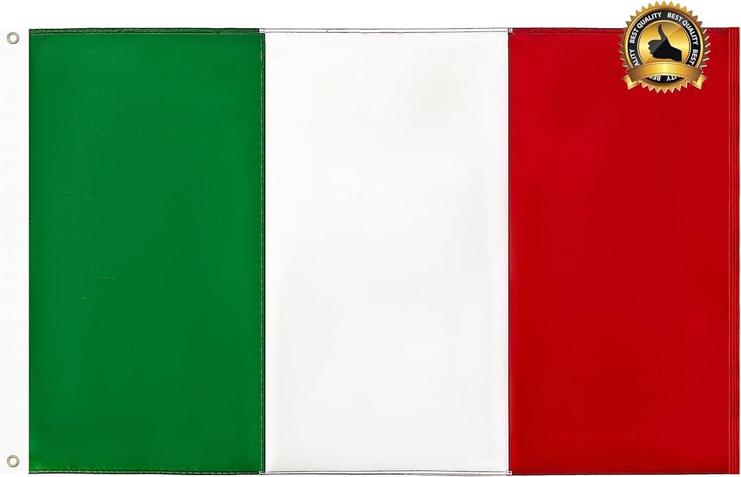 Italy Italian Flag 3x5 Outdoor with Sewn Stripes Heavy Duty Flag of Italy 3 X 5 Ft Polyester Material with 2 Metal Grommets 4 Rows of Stitching