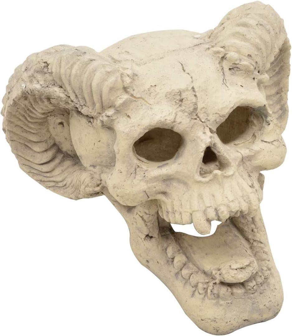 Stanbroil Fire Pit Demon Skull Gas Log for Ventless & Vent Free, Propane, Gel, Ethanol, Electric, Outdoor Fireplace and Fire Pit, Halloween Decor - Patent Pending (White)