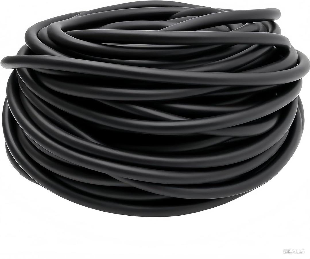 100 ft Latex Rubber Tubing 3/8 inch OD 1/4 inch ID Multicolor Natural Latex Tube Surgical Tubing Sling Rubber Band Fitness Hose, 1 Continuous Piece(Black)