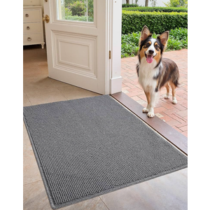Color&Geometry Large Double Door Mat, 24"x48" Front Door Rug Indoor Entrance Non Slip, Dirt Trapper Absorbent Entry Doormat Washable 2x4, Grey (Rolled-up NO Creases)