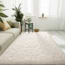 LOCHAS Ultra Soft Indoor Modern Area Rugs Fluffy Living Room Carpets for Children Bedroom Home Decor Nursery Rug 4x6 Feet, Cream (4' x 6')