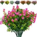 JOYGAR 12 Bundles Artificial Flowers Fake Boxwood Shrubs UV Resistant No Fade Faux Greenery Faux Plastic Lotus For Home Garden Hanging Planter Indoor Outdoor Porch Patio Office Wedding Decoration(Pink)