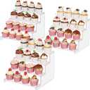 Lifewit 4 Tier Clear Display Stand Risers, 12 Inch Display Shelf for Cupcake, Perfumes, Desserts, Figurines, Organizer and Decor for Bedroom, Bathroom, Party, 3 Packs